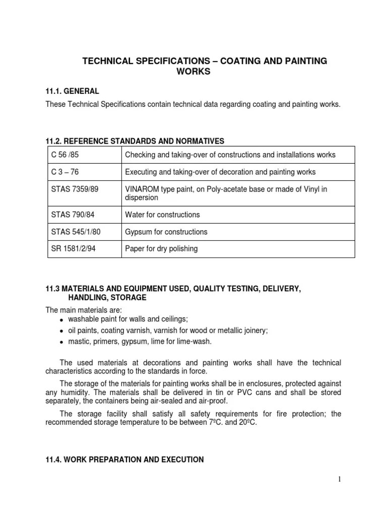 Technical Specifications Coating and Painting Works 11.1. GENERAL