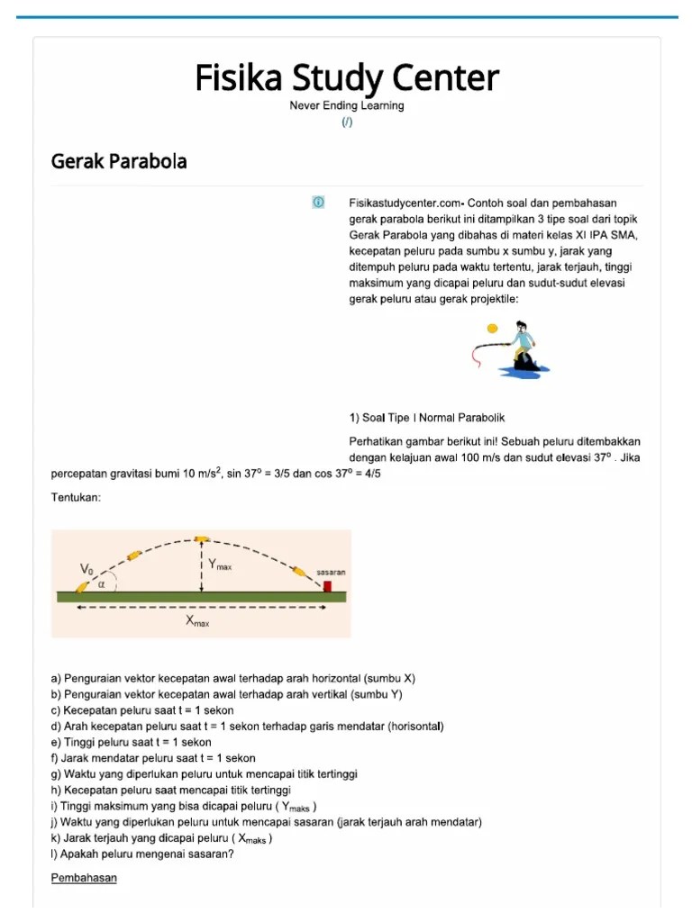 44+ Contoh Soal Gerak Parabola Dan Pembahasannya Kelas 10