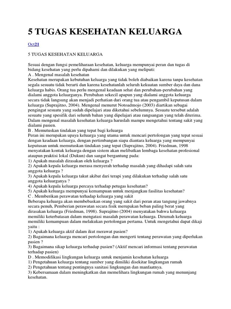5 Tugas Kesehatan Keluarga