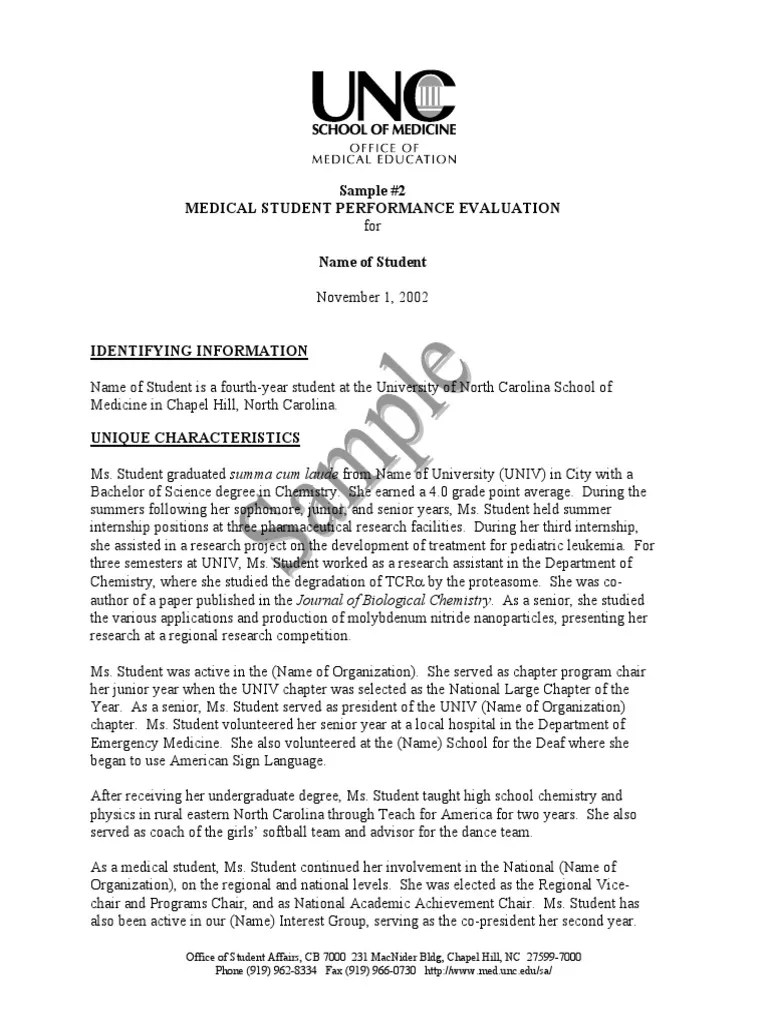 Medical Student Performance Evaluation of Name of Student PDF