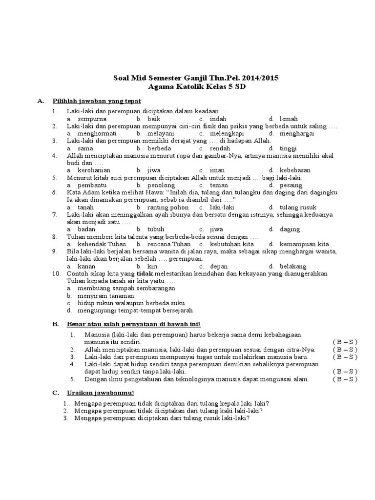 Soal essay agama islam kelas 10 beserta jawabannya semester 1. Soal Essay Agama Katolik Sketsa