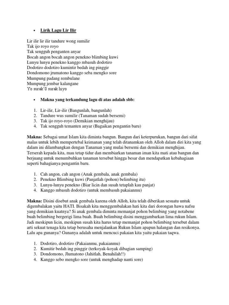 Lirik Lagu Lir Ilir | PDF