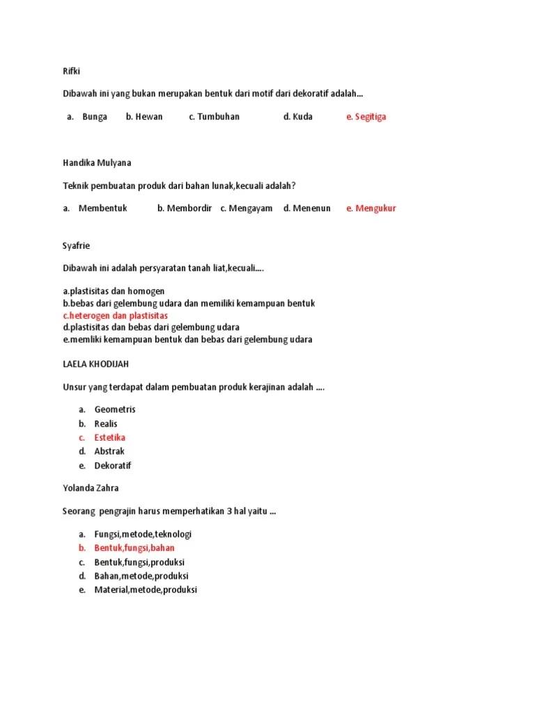 Kumpulan Soal Dan Jawaban Prakarya Kiwausahaan Uts Semester I Kelas Xi 11 2014 2015
