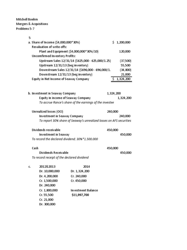 Advanced Accounting Chapter 1 Problems 57 PDF