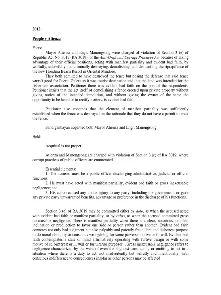 People v Atienza and People v Beriber Analysis of the Essential