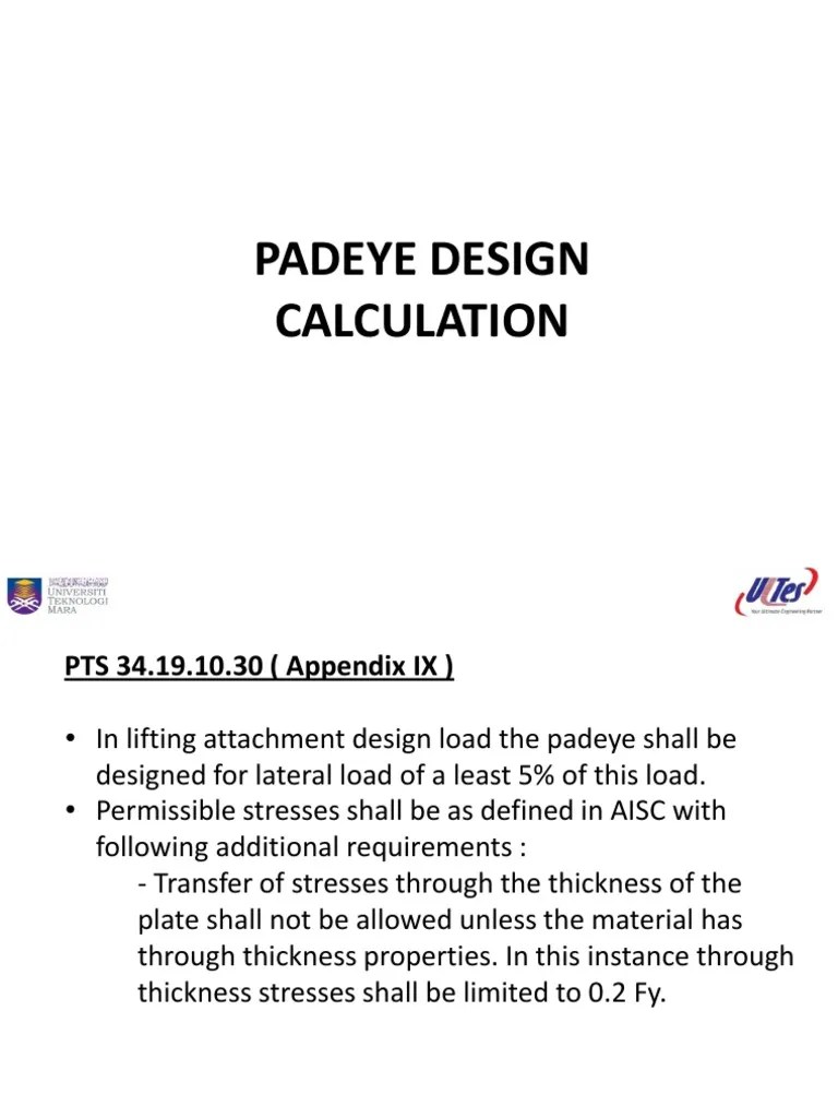 pad eye design calculation