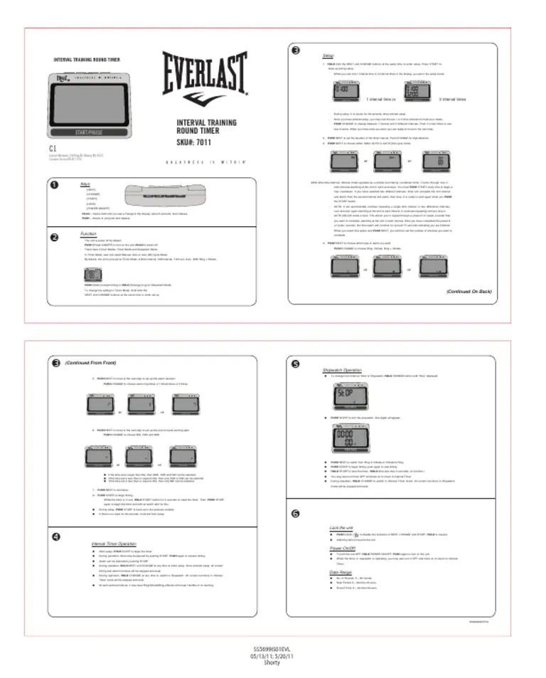 Everlast INTERVAL TRAINING ROUND TIMER PDF PDF Timer Equipment