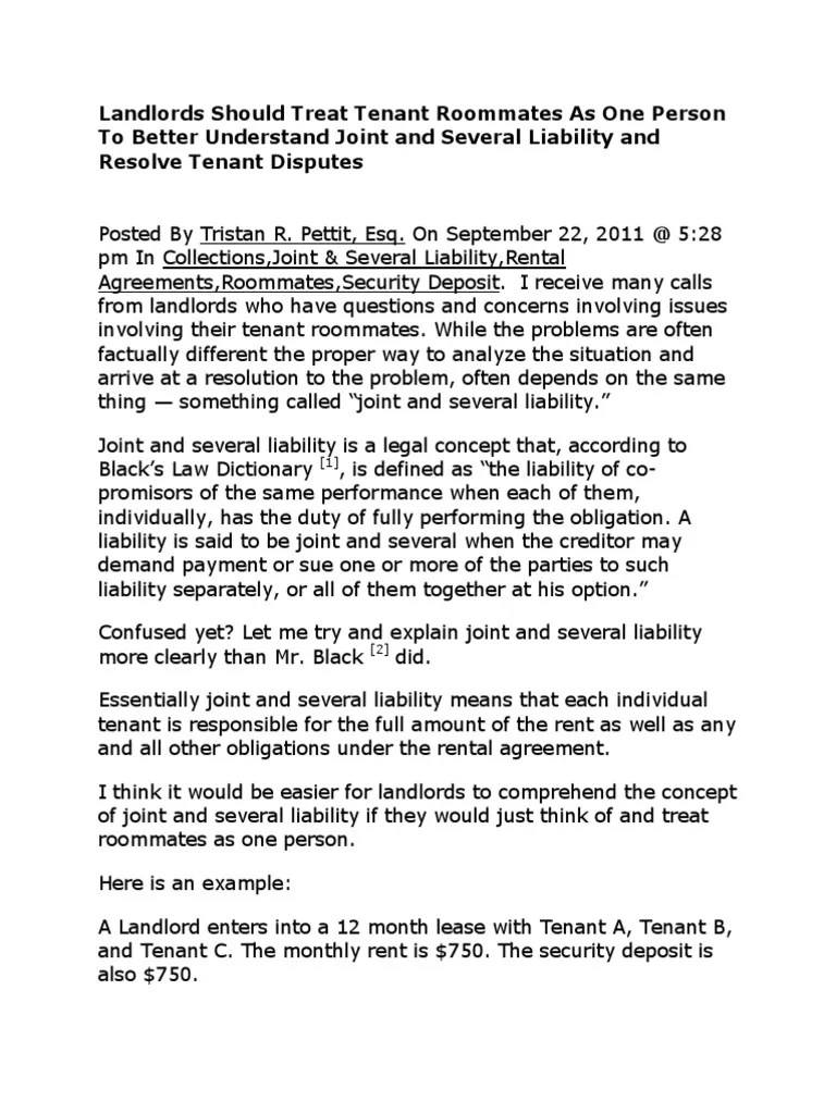 Better Understand Joint and Several Liability Lease Leasehold Estate