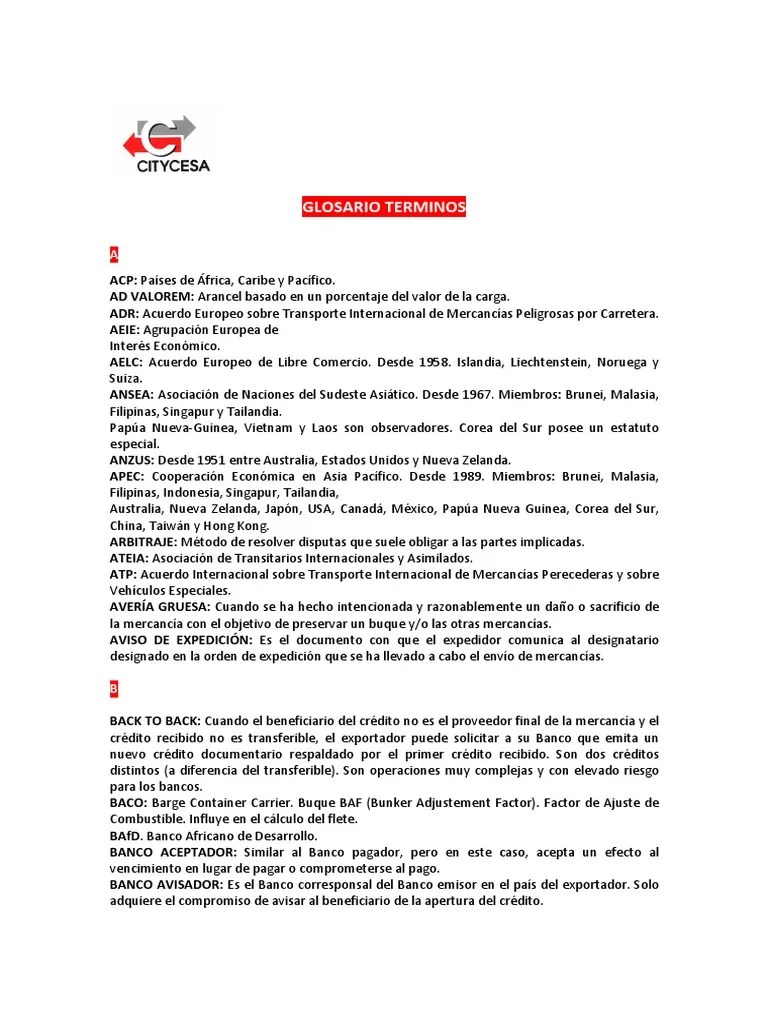 GLOSARIO Letter Of Credit