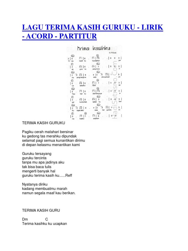 Lagu Terima Kasih Guruku | PDF