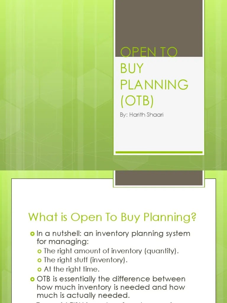 Introduction To OpenToBuy Planning PDF Inventory Accountability