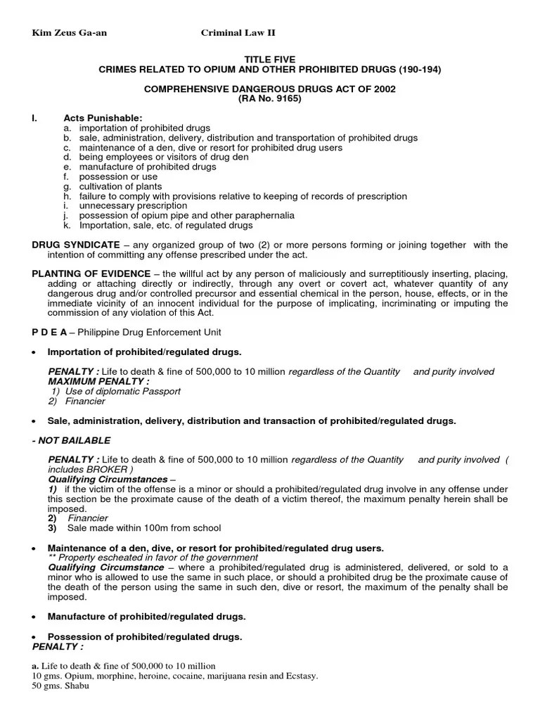 Report Dangerous Drug Act Probation Prohibition Of Drugs