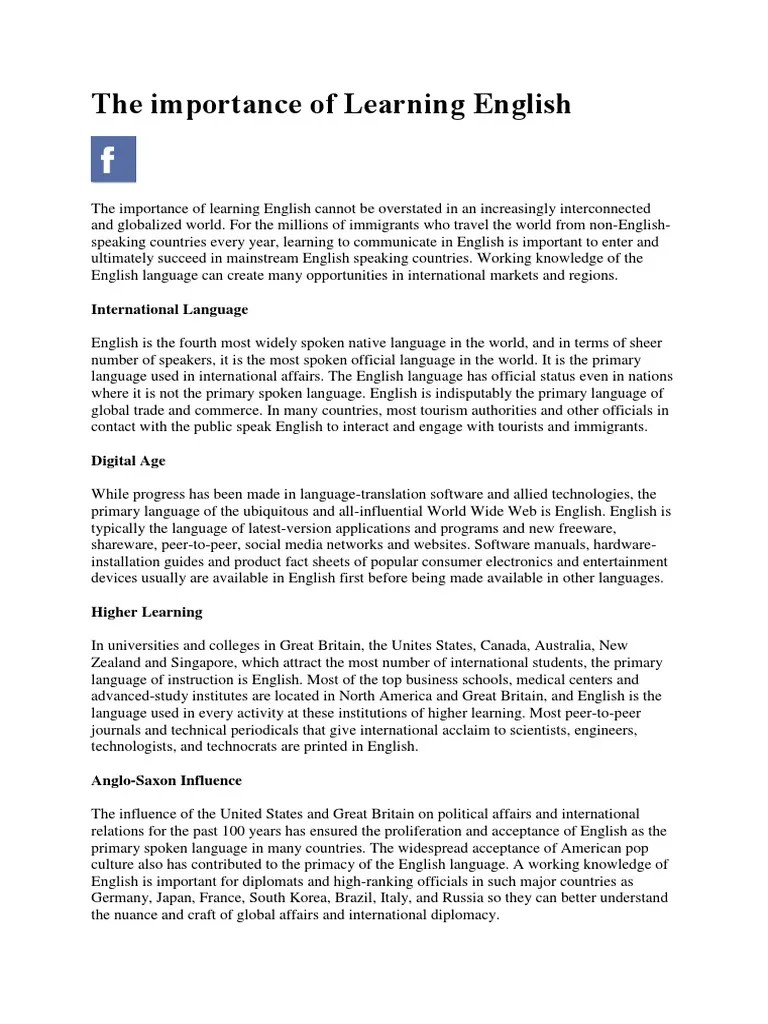 The Importance of Learning English.docx English Language