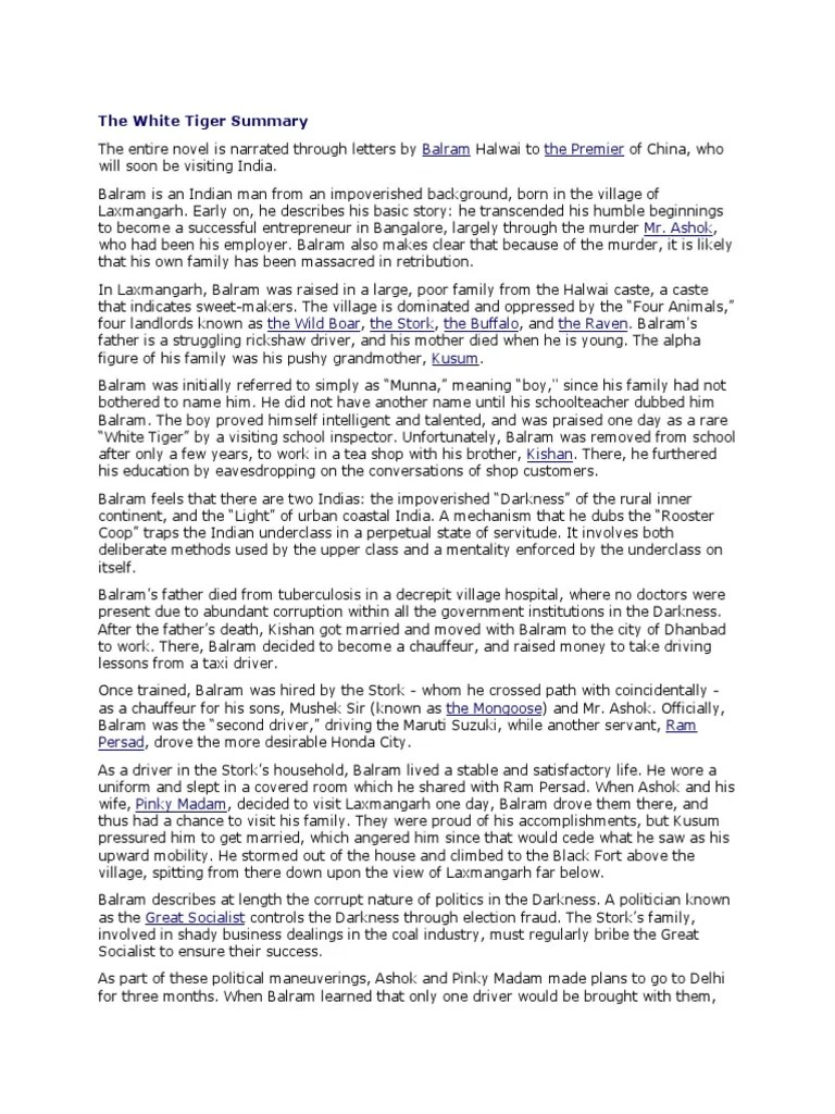 The White Tiger Summary