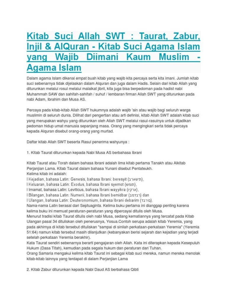 Arti Dari Nama Nama Kitab Allah