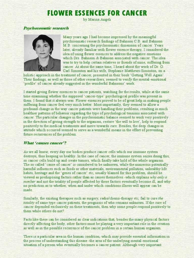 Flower Essences For Cancer PDF Grief Cancer