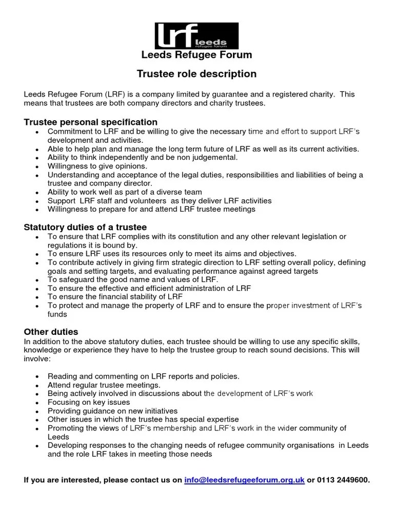 LRF Trustee Job Description PDF