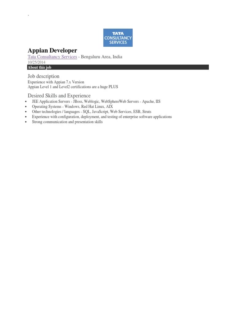 Appian Developer Jobs Business Process Management Service Oriented