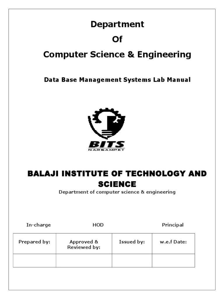 Dbms Lab Manual PDF