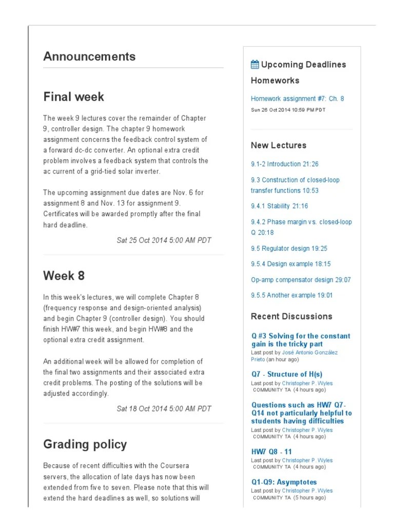 Introduction To Power Electronics Coursera PDF Homework Control