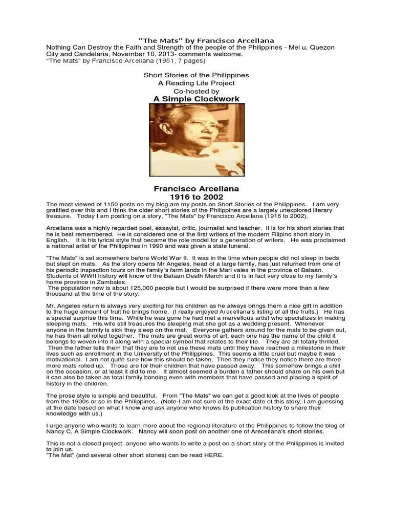 The Mats By Francisco Arcellana LENDL.docx Poetry Fiction & Literature