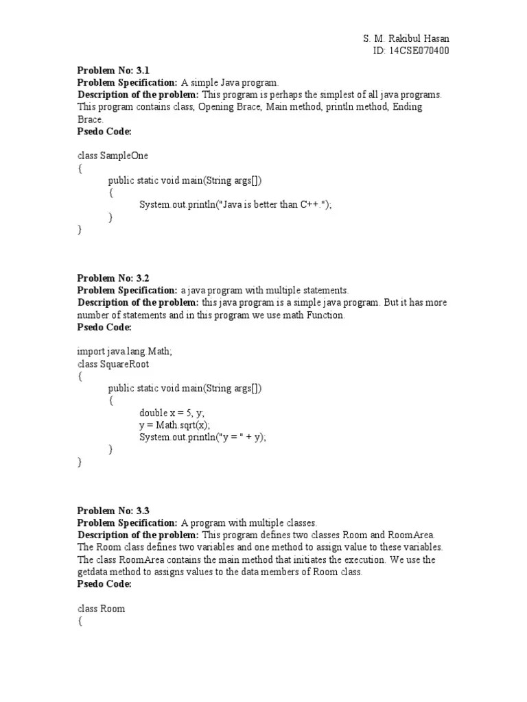 Simple JAVA Problems &amp; Solution String Science) Java
