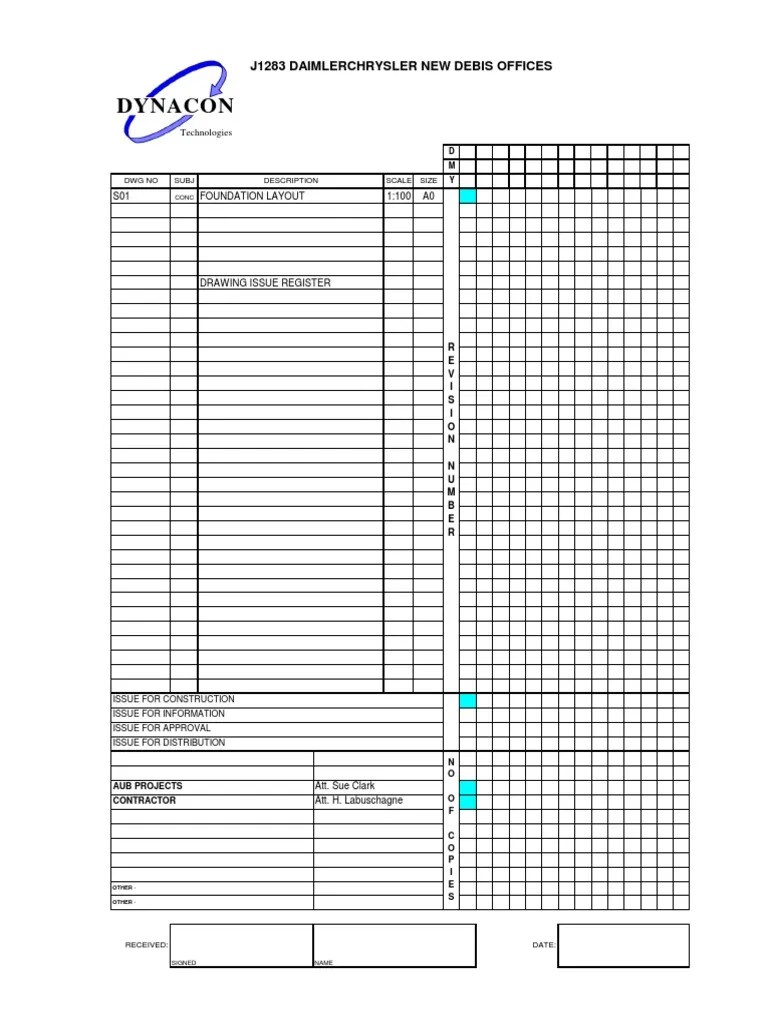 Drawing Register Master