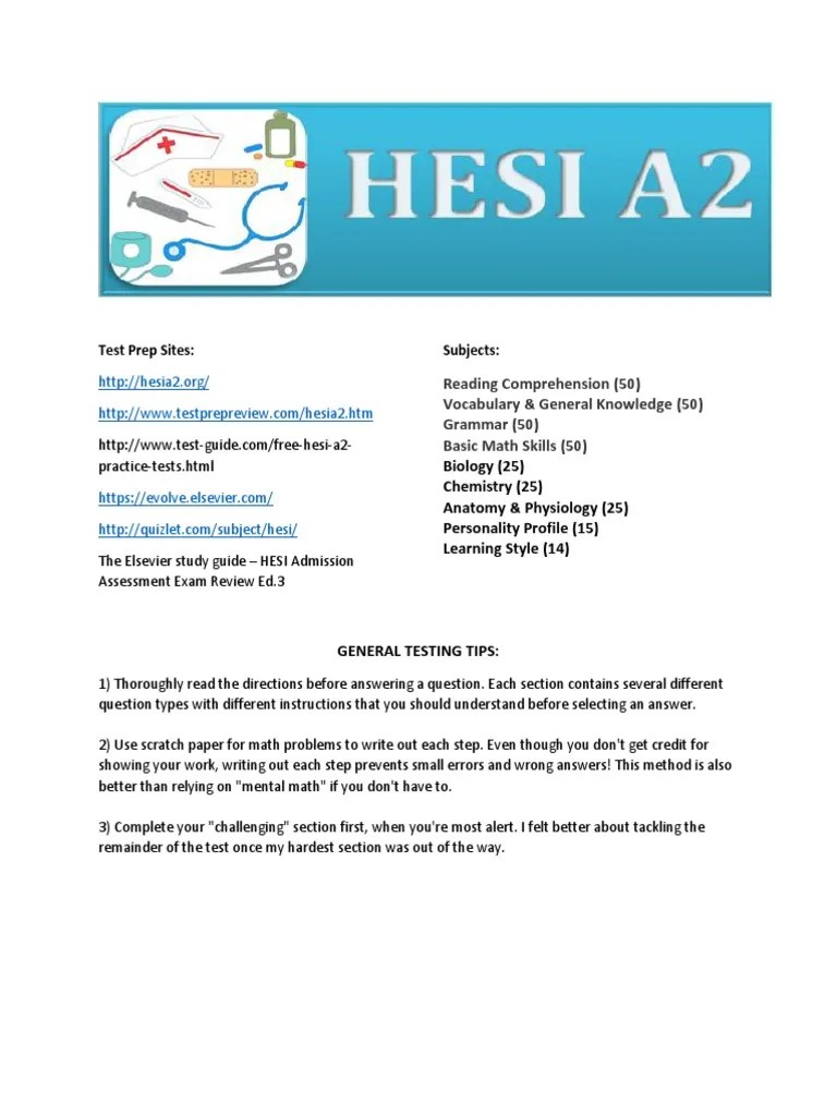 HESI A2 Info Page for Students Test (Assessment) Reading Comprehension