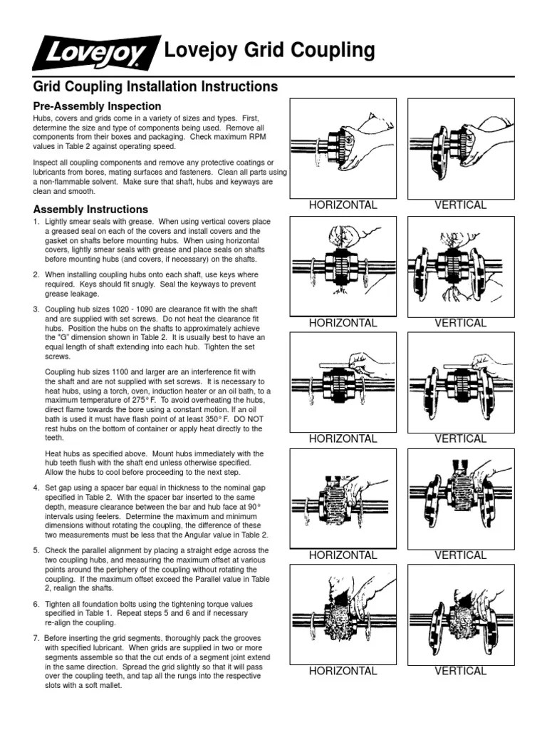 Grid Coupling Installation Instructions PDF Screw Lubricant