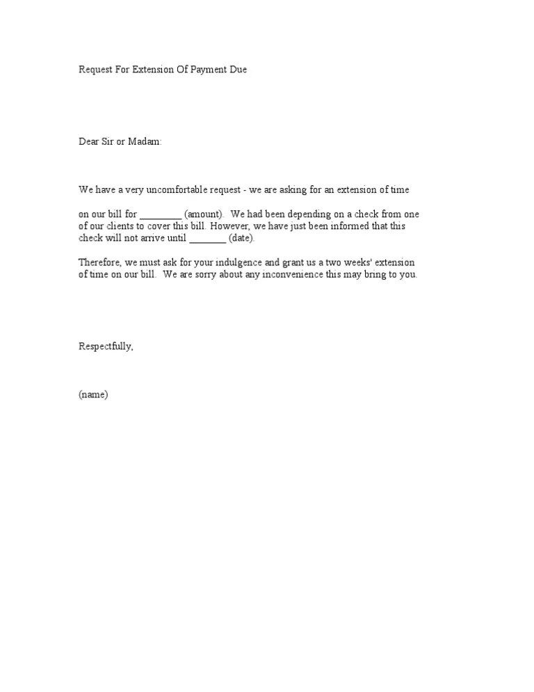 Sample Letter Of Request For Payment Extension Classles Democracy