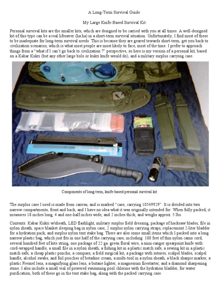 A LongTerm Survival Guide My Large KnifeBased Survival Kit Spear