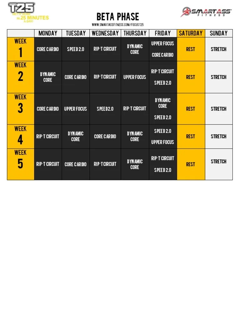 Focus T25 Beta Schedule Beta Phaz PDF Wellness