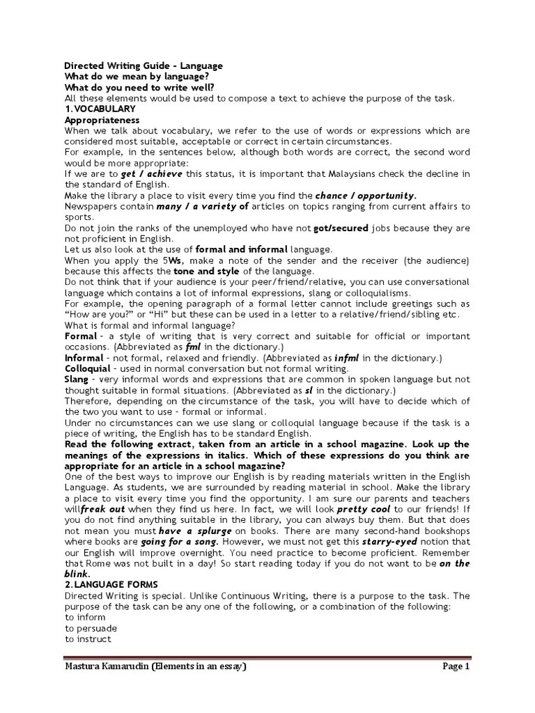 Directed Writing Guide Subject (Grammar) Sentence (Linguistics)