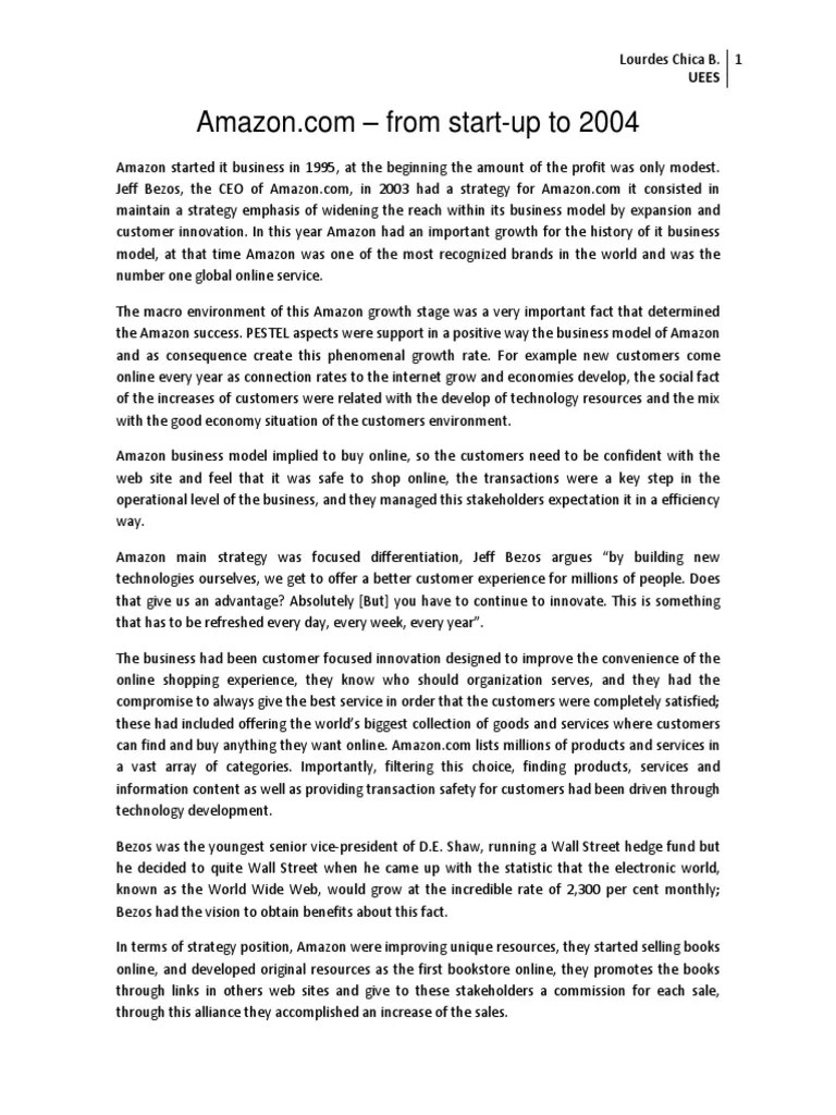 Amazon Case Study PDF Strategic Management