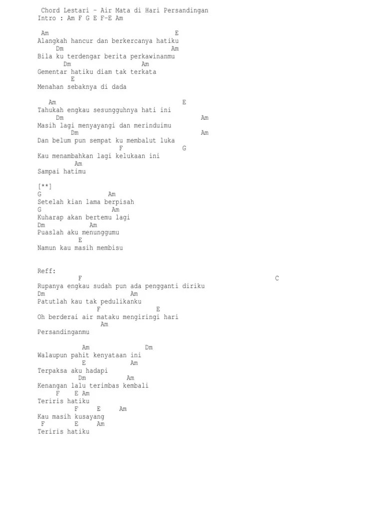 Kunci Gitar Air Mata Dihari Persandinganmu Berbagai Mata