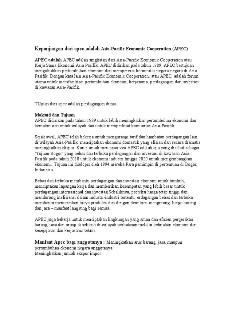 Kepanjangan Dari Apec Adalah Asia | PDF
