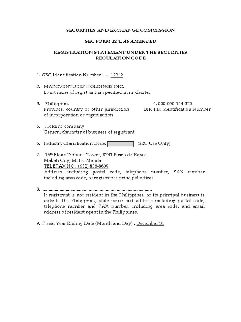 sec form 121 registration statement with prospectus.pdf Stocks