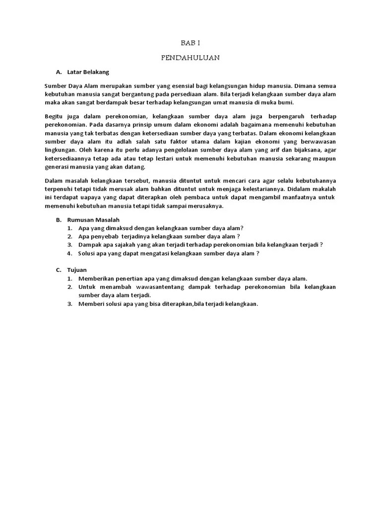 Makalah Kelangkaan Sumber Daya Alam | PDF