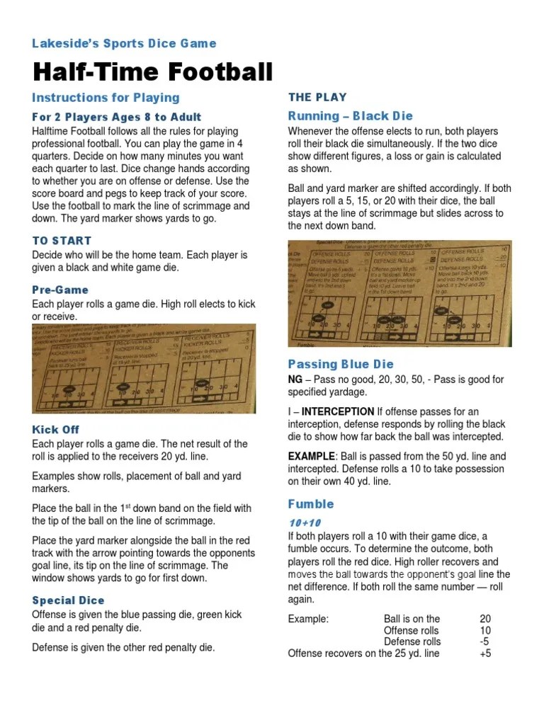 HalfTime Football Rules Gridiron Football Ball Games Free 30day Trial Scribd