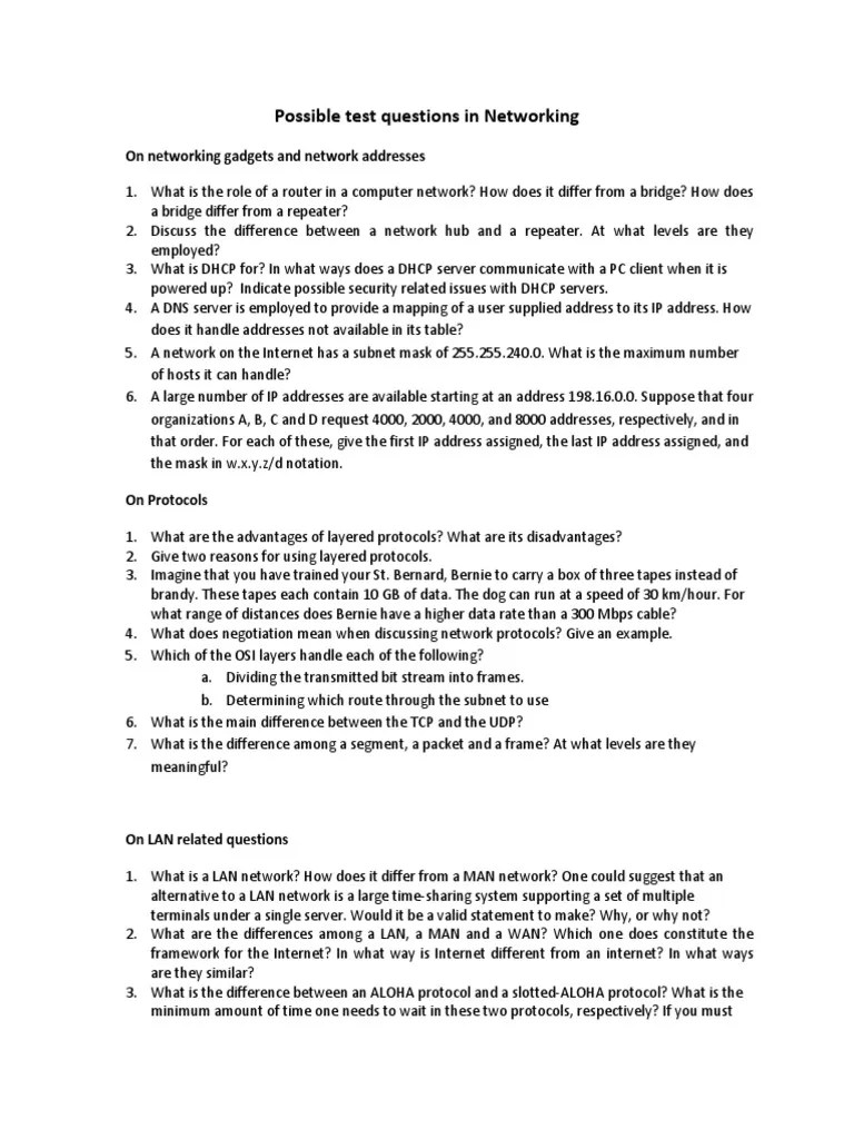 Networking Quiz Ip Address Computer Network