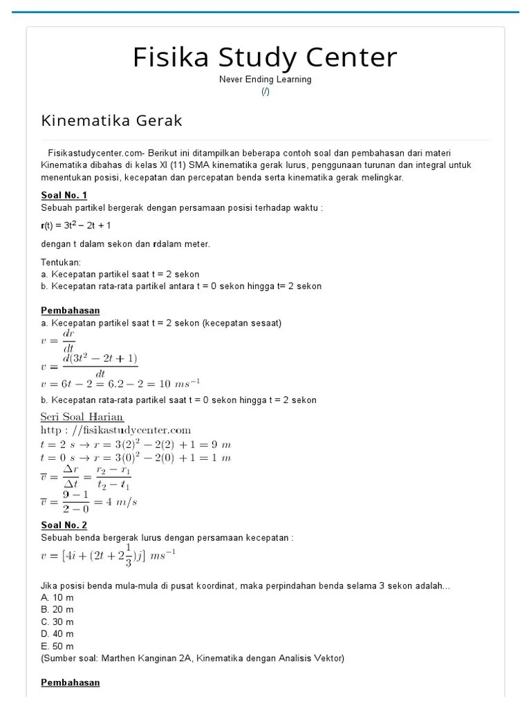 12++ Contoh Soal Turunan Kecepatan Dan Percepatan