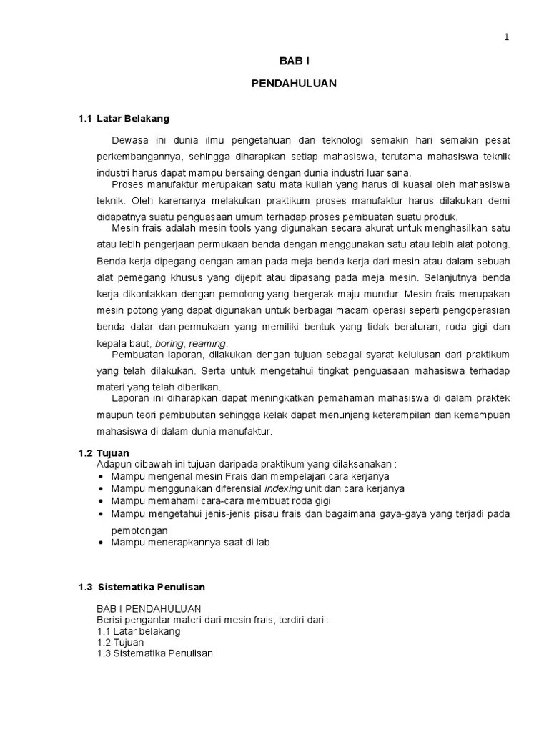 Laporan Lengkap Mesin Frais