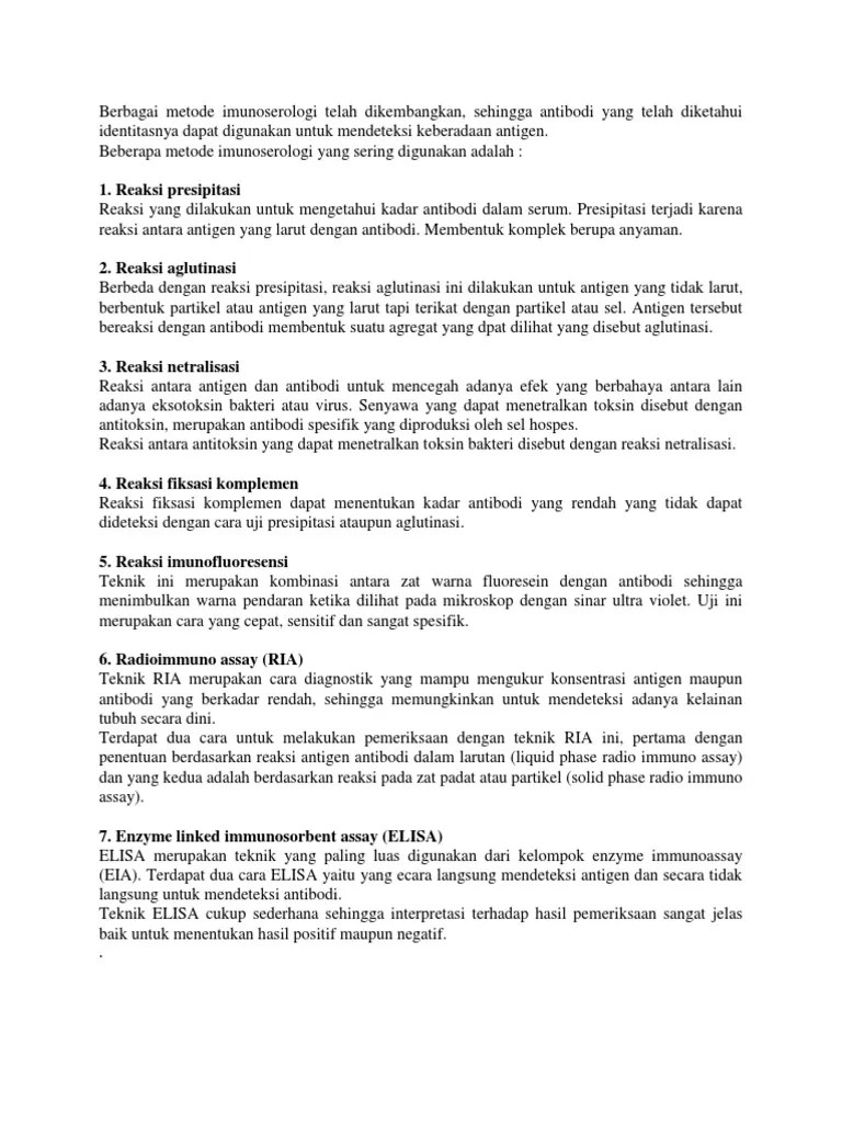 Berbagai Metode Imunoserologi | PDF