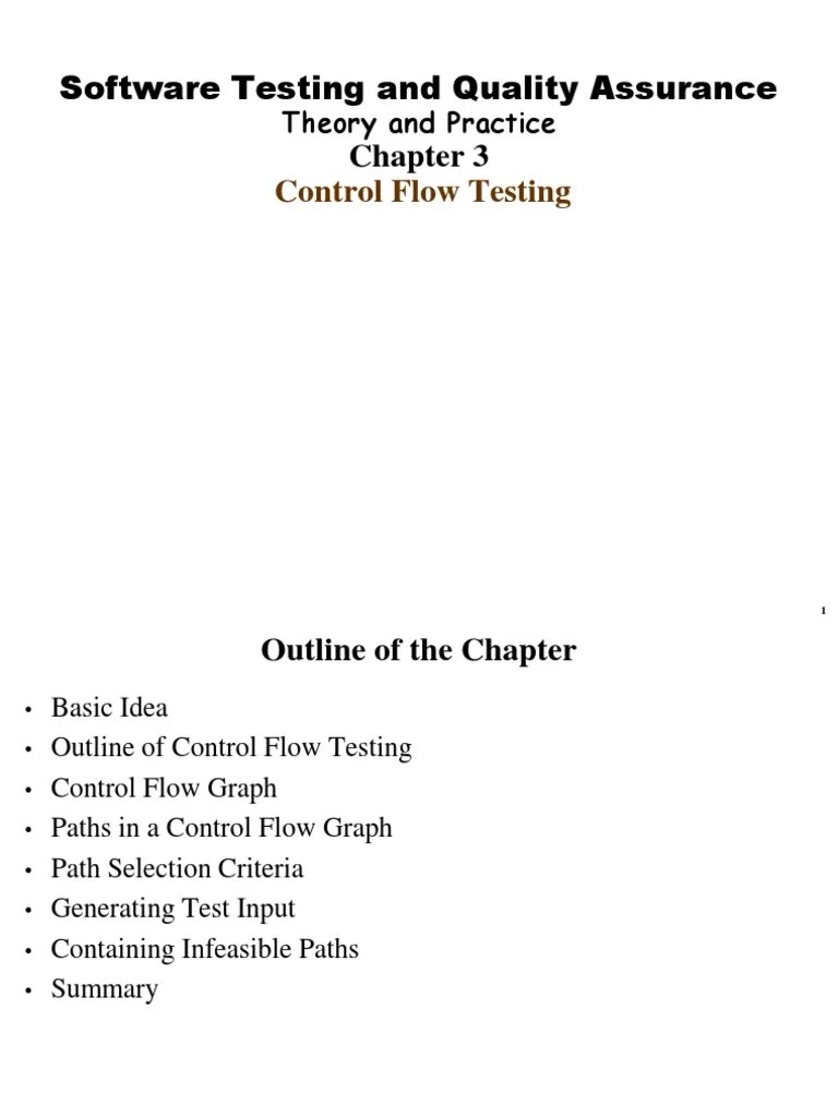 Control Flow Testing PDF Interpretation (Logic) Control Flow