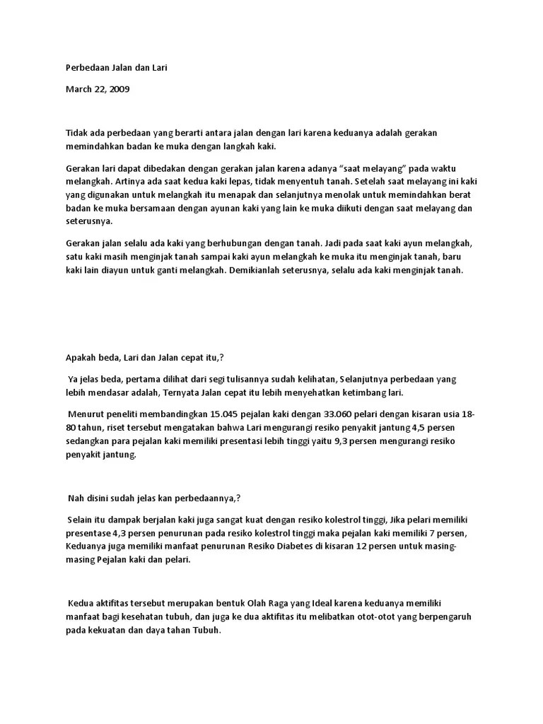 Perbedaan Jalan Dan Lari | PDF