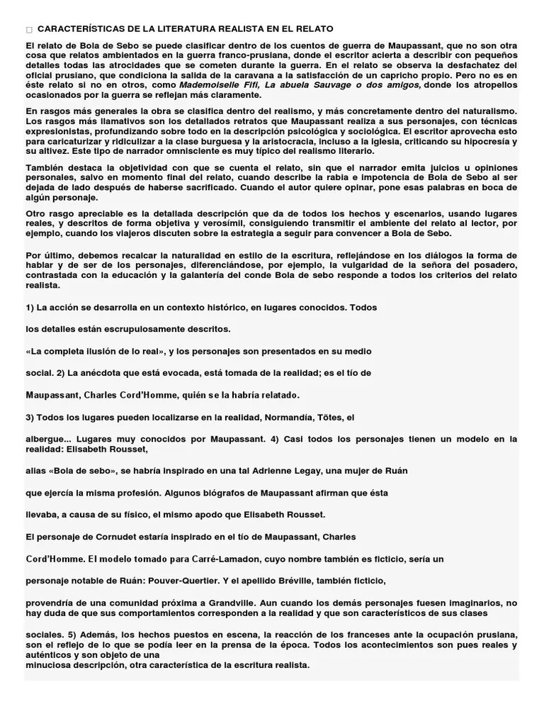 Características de La Literatura Realista en El Relato Realismo
