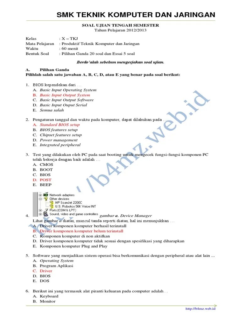 Soal Essay Jaringan Komputer Dan Jawabannya