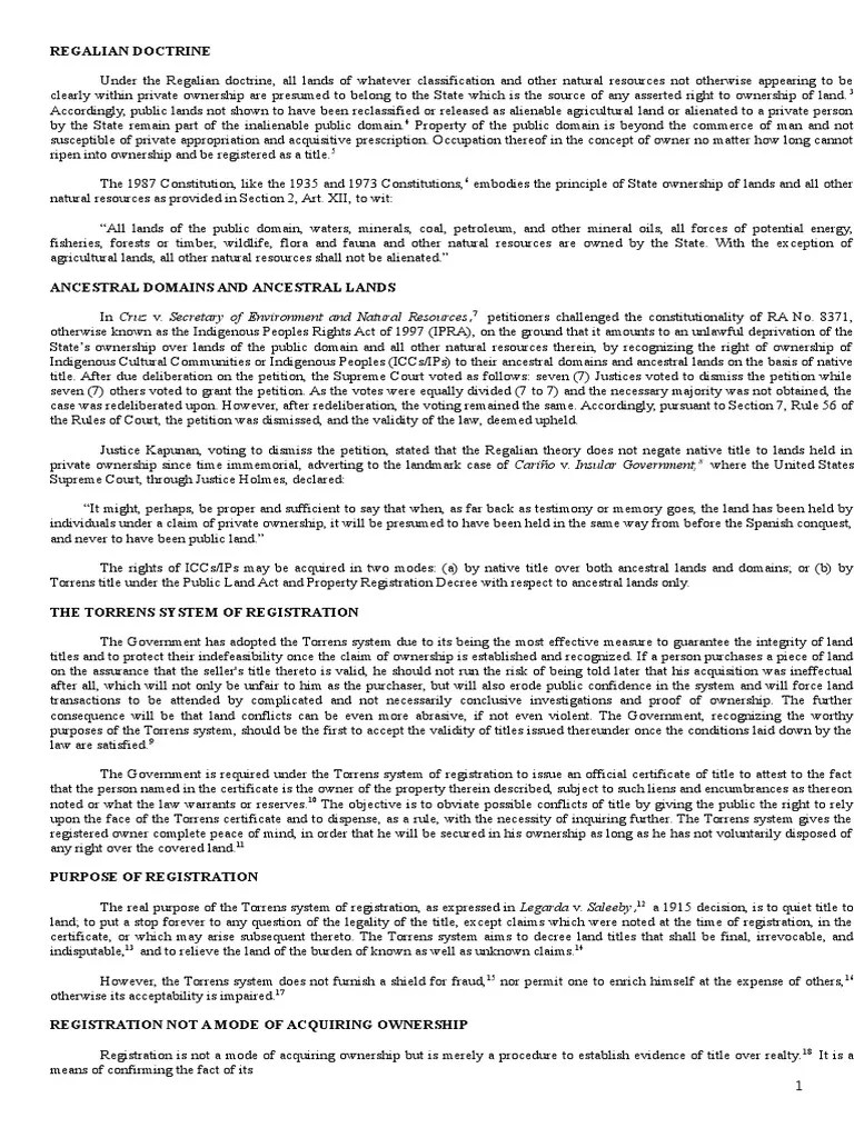 An InDepth Analysis of the Regalian Doctrine and its Implications for Land Ownership and