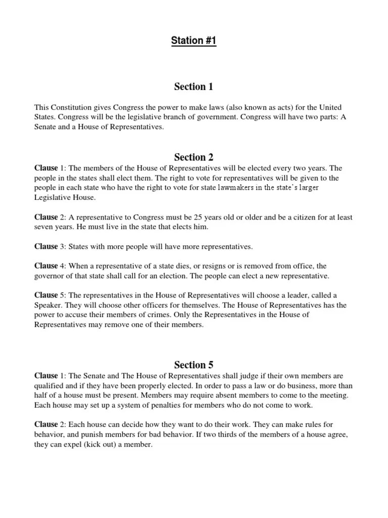 simplified constitution article 1 United States House Of