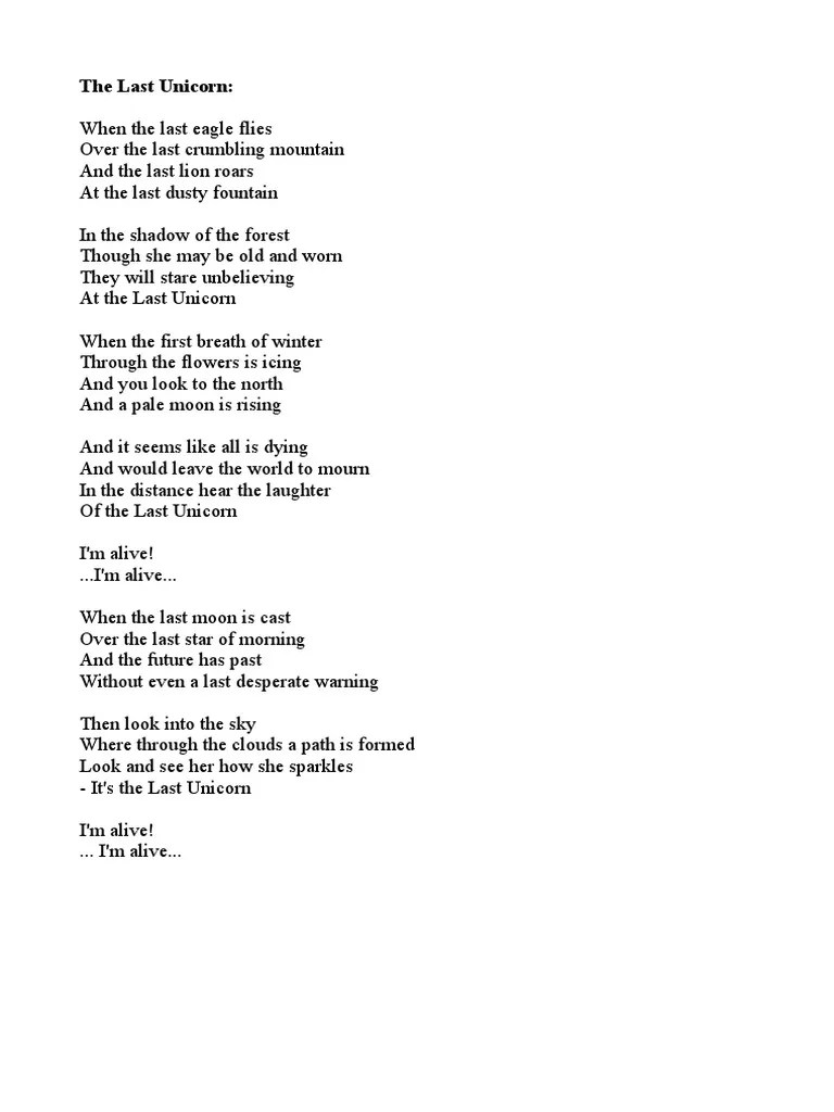Last Unicorn Songtext